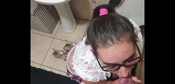  Teen taking daddy for a piss and licking the toilet clean